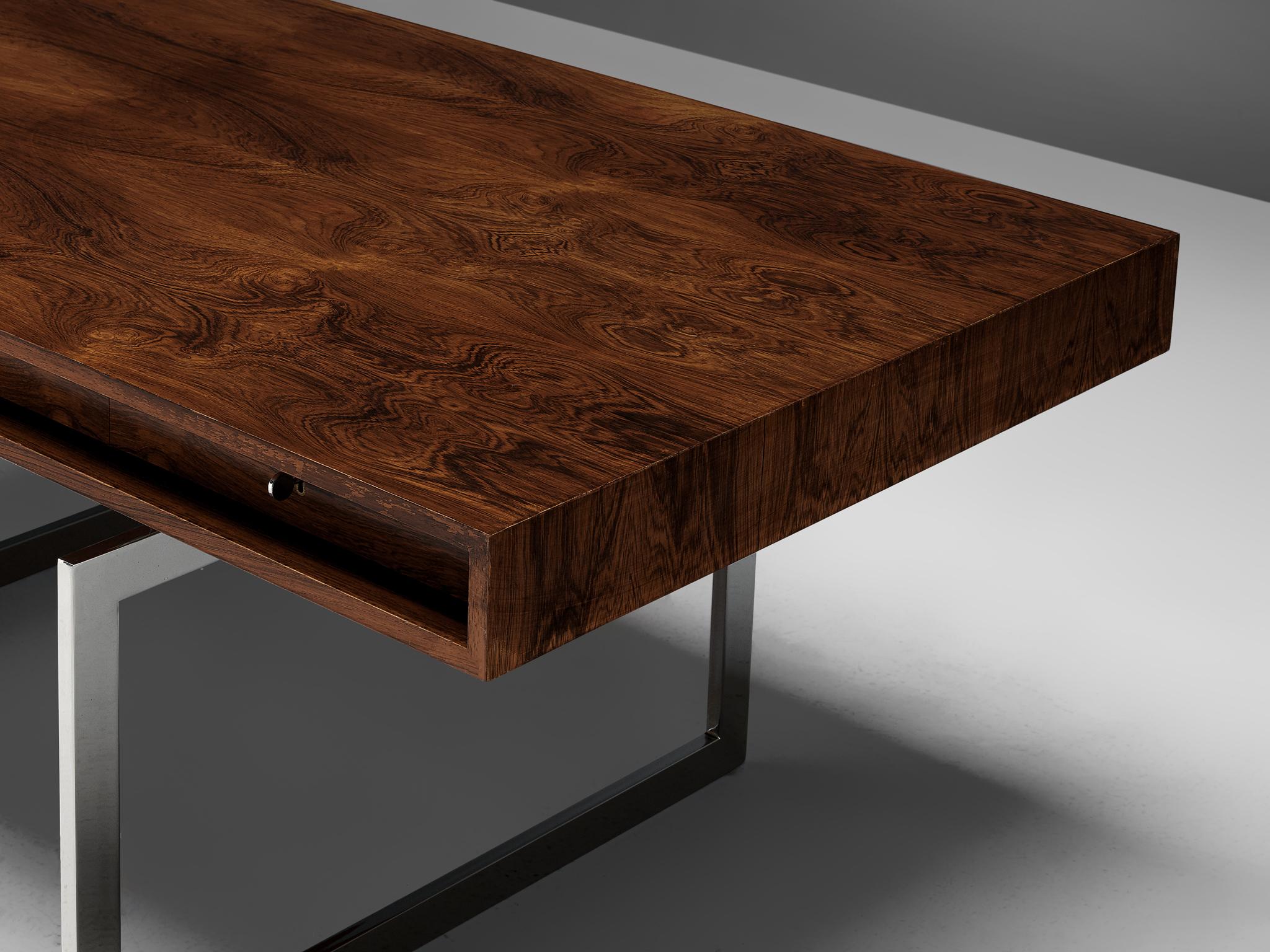 Steel Rare Bodil Kjaer Executive Writing Table and Cabinet