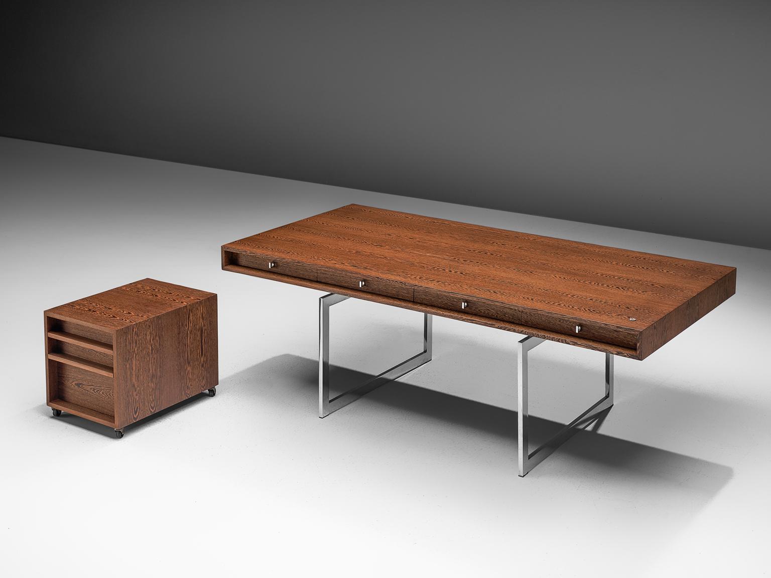 Scandinavian Modern Rare Bodil Kjaer Executive Writing Table and Cabinet in Rosewood