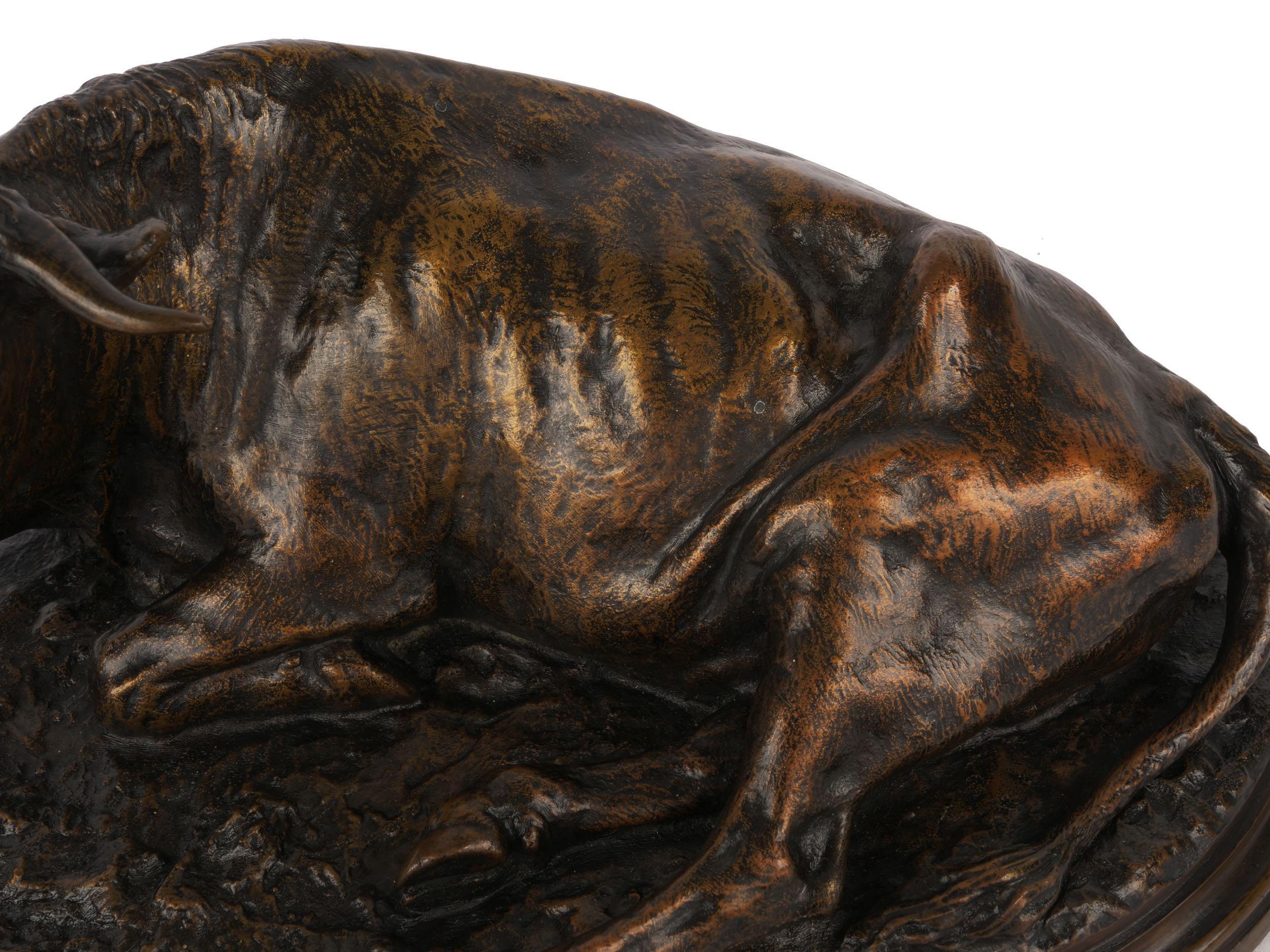Rare “Boeuf Couché” French Antique Bronze Sculpture by Rosa Bonheur & Peyrol 7