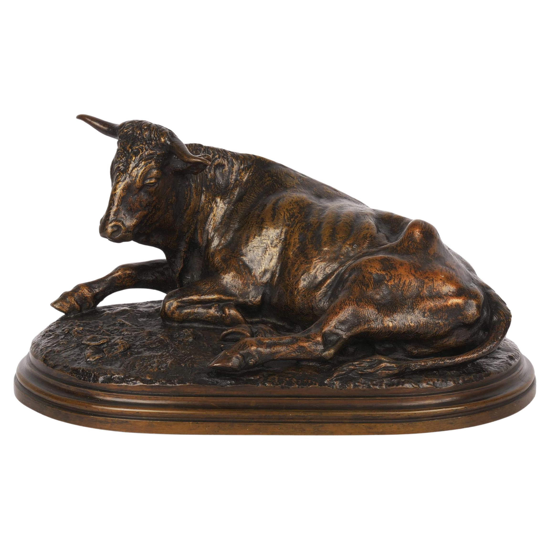 Rare sculpture française en bronze ancien « Bœuf Couché » de Rosa Bonheur  and Peyrol En vente sur 1stDibs