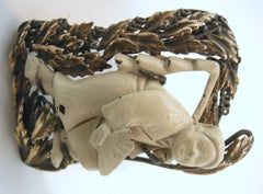 Rare Book Piece Vintage Signed Hobe Sterling Asian Theme Netsuke Pin