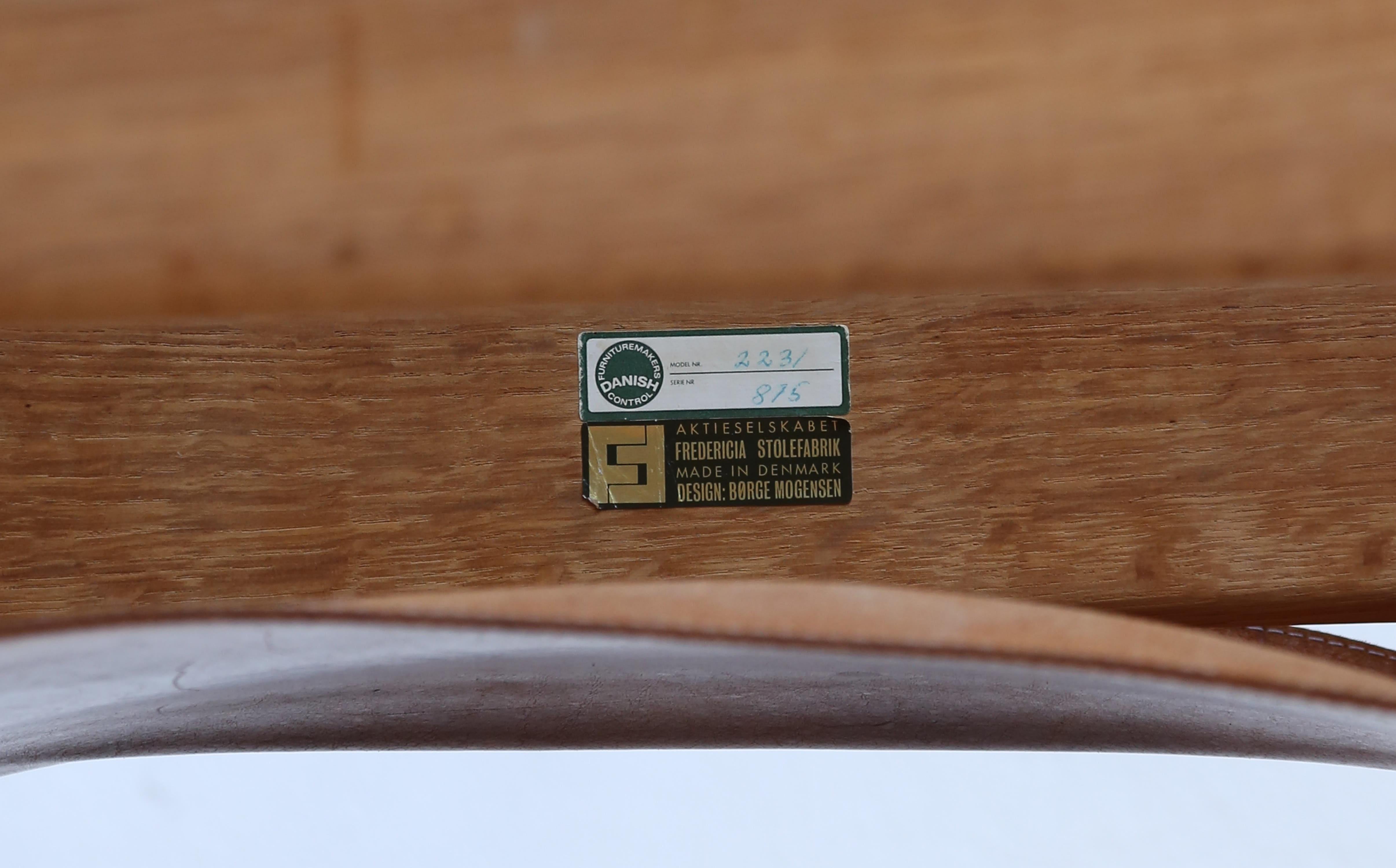 Rare Borge Mogensen 2231 Chairs, Denmark, 1960s In Good Condition For Sale In LEWES, GB