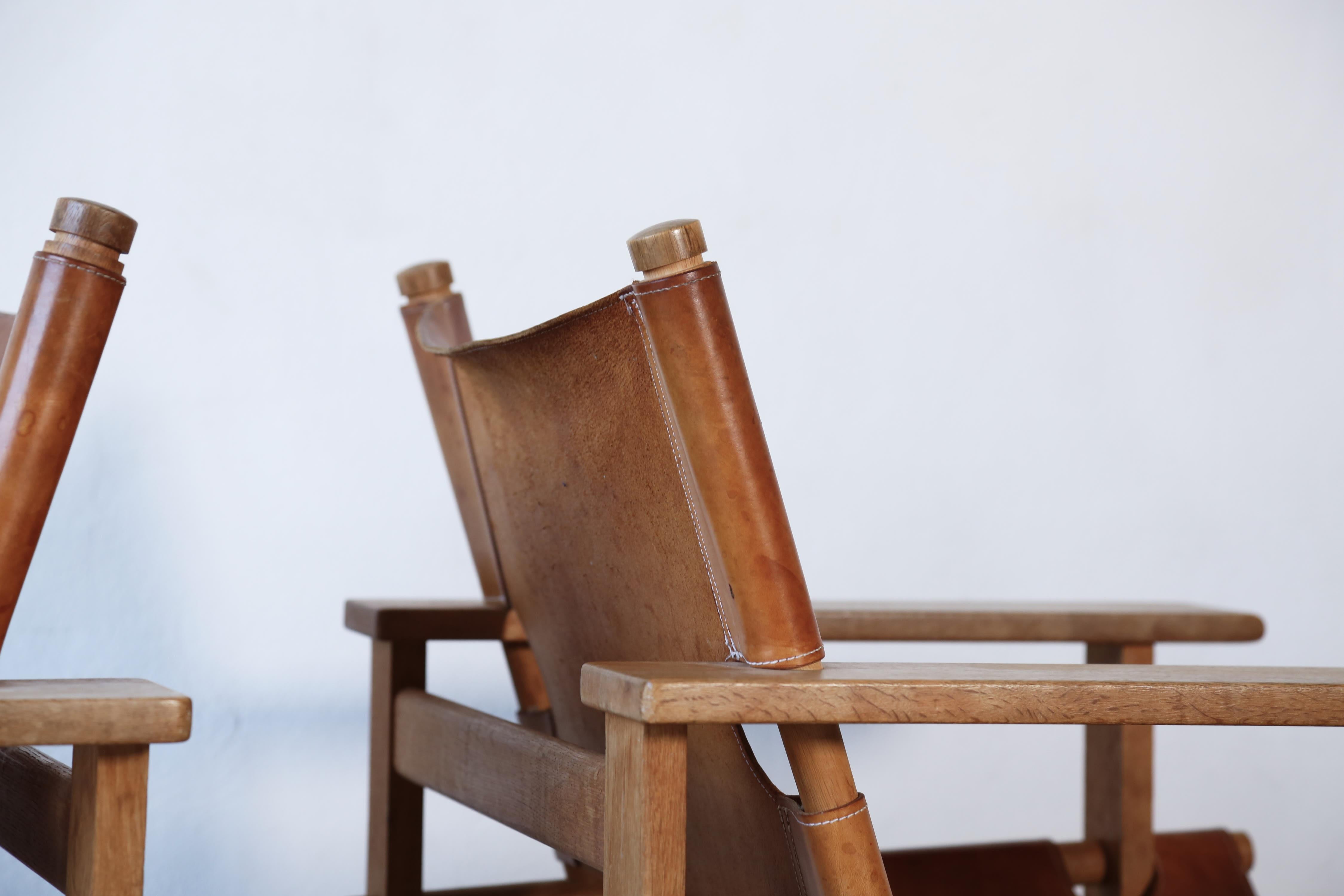 Leather Rare Borge Mogensen 2231 Chairs, Denmark, 1960s For Sale