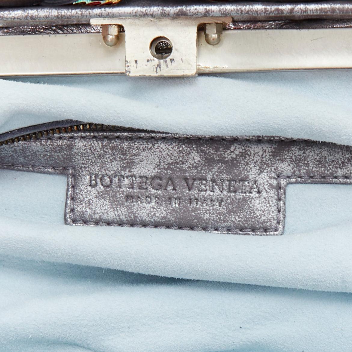 rare BOTTEGA VENETA 2006 Limited Edition multicolor scaled leather frame bag For Sale 5