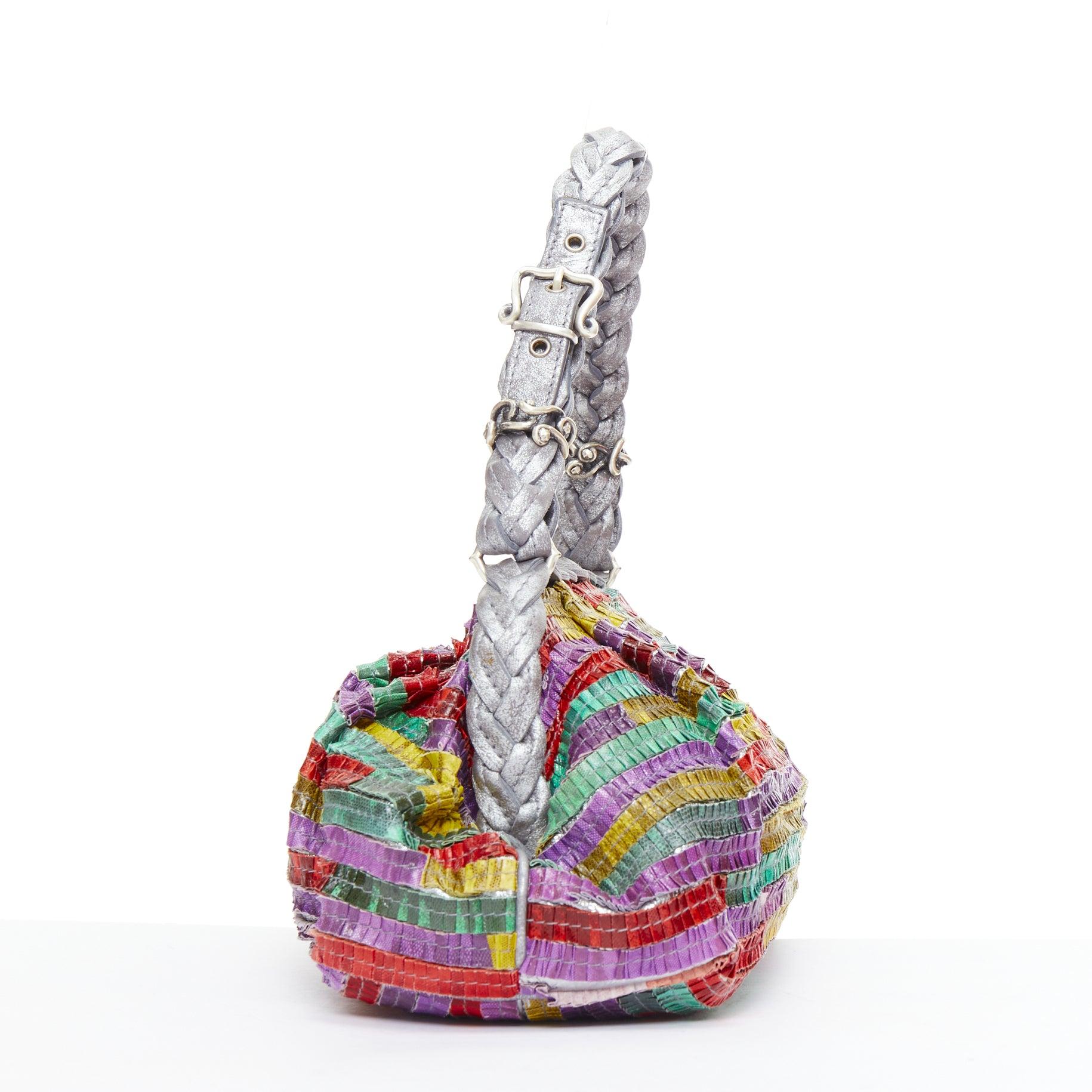 rare BOTTEGA VENETA 2006 Limited Edition multicolor scaled leather frame bag In Good Condition For Sale In Hong Kong, NT