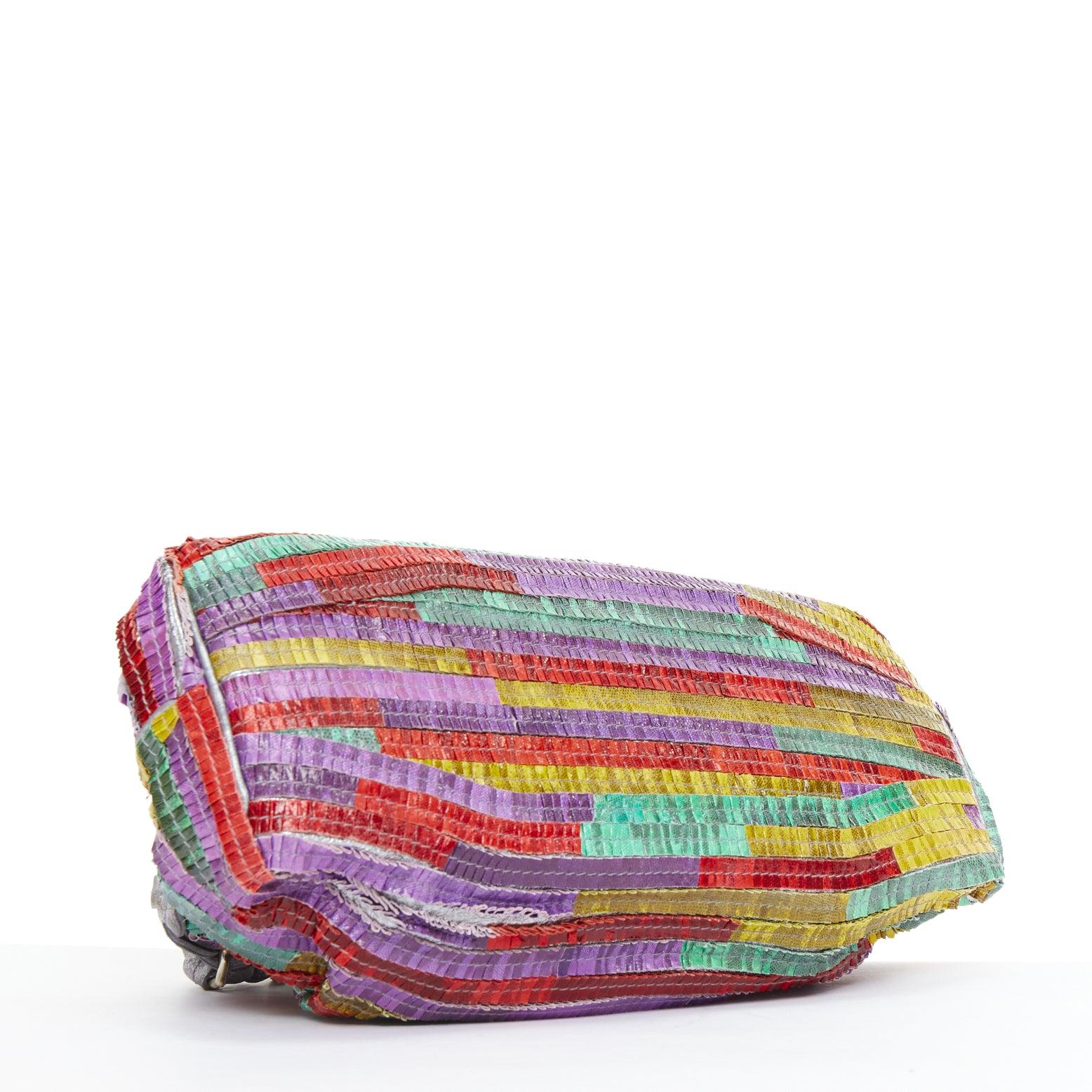 rare BOTTEGA VENETA 2006 Limited Edition multicolor scaled leather frame bag For Sale 1