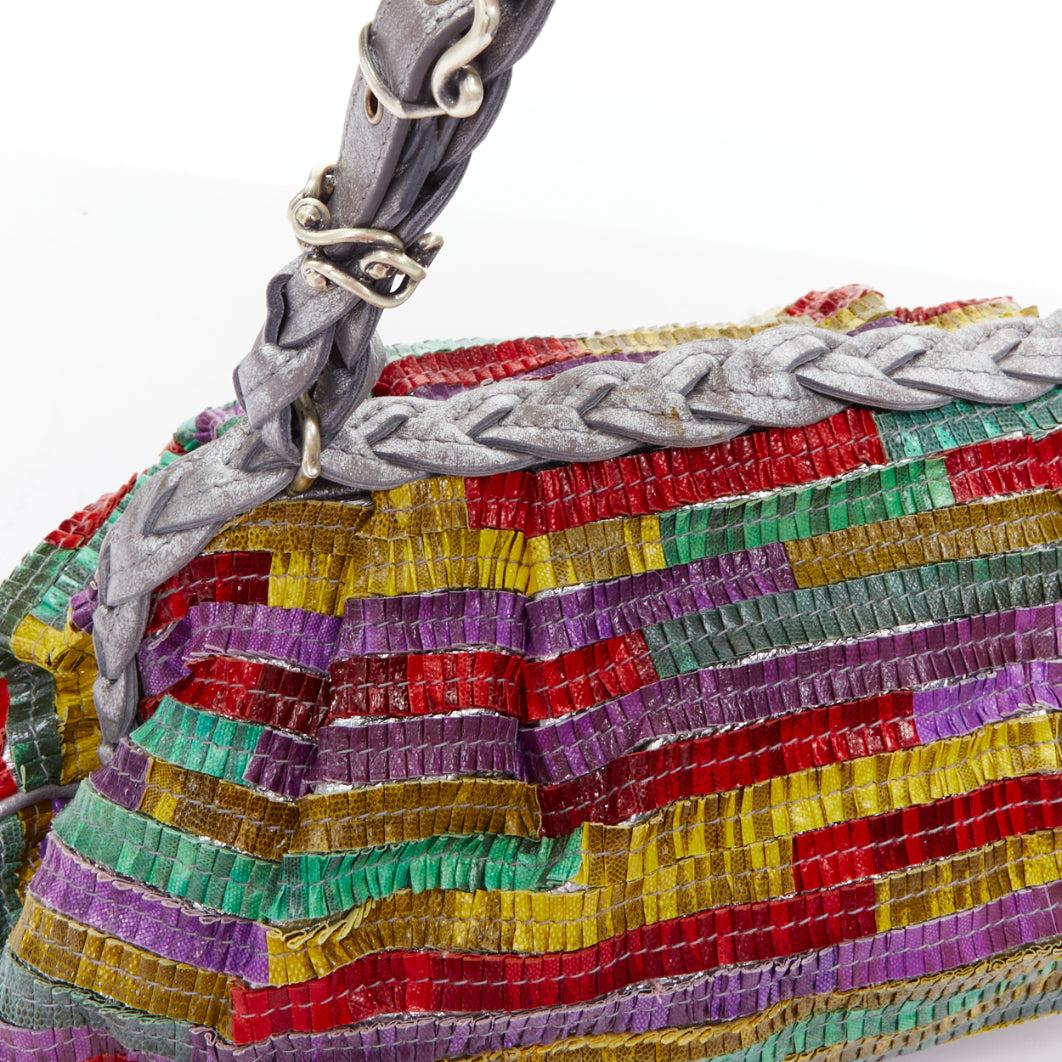 rare BOTTEGA VENETA 2006 Limited Edition multicolor scaled leather frame bag For Sale 2