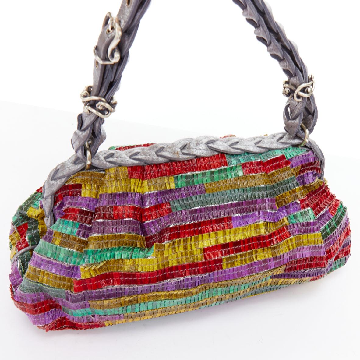 rare BOTTEGA VENETA 2006 Limited Edition multicolor scaled leather frame bag For Sale 3