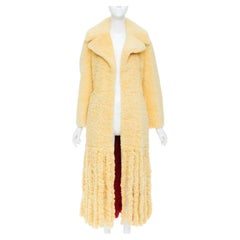 rare BOTTEGA VENETA 2020 Runway yellow red shearling teddy fringe coat IT34 XXS