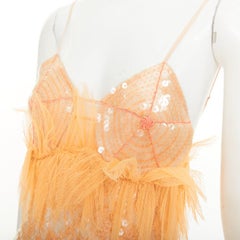 rare BOTTEGA VENETA 2022 Runway sequin nipple feather trim slip dress IT36 XXS