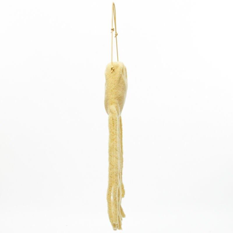 rare BOTTEGA VENETA Daniel Lee Runway beige shearling fringe crossbody clutch In New Condition For Sale In Hong Kong, NT