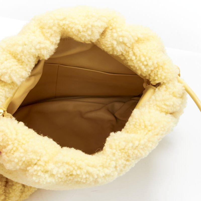 rare BOTTEGA VENETA Daniel Lee Runway beige shearling fringe crossbody clutch For Sale 3
