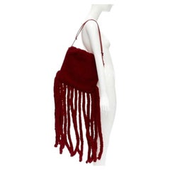 rare BOTTEGA VENETA Daniel Lee Runway red shearling fringe crossbody clutch