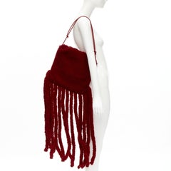rare BOTTEGA VENETA Daniel Lee Runway red shearling fringe crossbody clutch