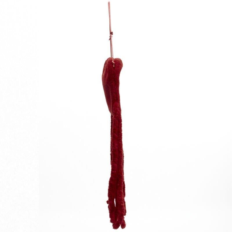 rare BOTTEGA VENETA Daniel Lee Runway red shearling fringe crossbody clutch In Excellent Condition For Sale In Hong Kong, NT