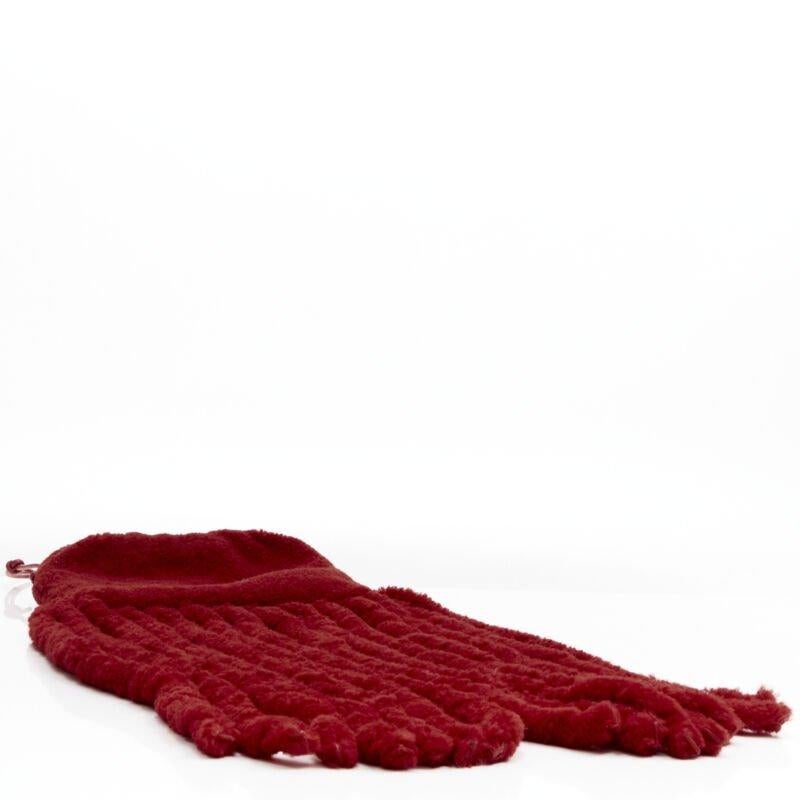 rare BOTTEGA VENETA Daniel Lee Runway red shearling fringe crossbody clutch For Sale 1