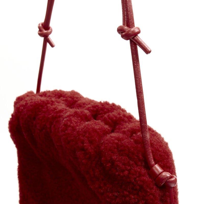 rare BOTTEGA VENETA Daniel Lee Runway red shearling fringe crossbody clutch For Sale 2
