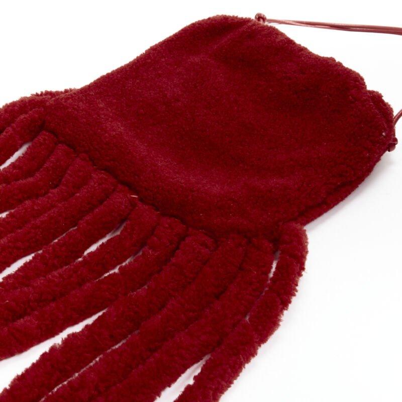rare BOTTEGA VENETA Daniel Lee Runway red shearling fringe crossbody clutch For Sale 4