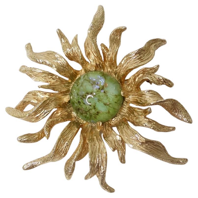 Rare Boucher Gold Anemone Sun Pin Brooch circa 1960s For Sale