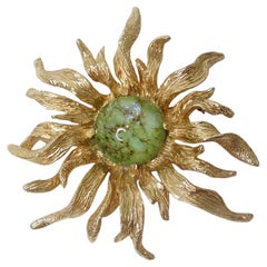 Rare Boucher Gold Anemone Sun Pin Brooch circa 1960s