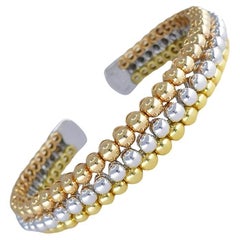 Rare Boucheron Grains de Raisin 3 Tone Gold Bracelet French Estate Jewelry