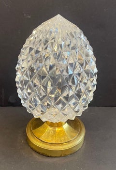 Rare Boule d'Escalier Acorn Crystal Faceted Brass Banister Newel Post Finial