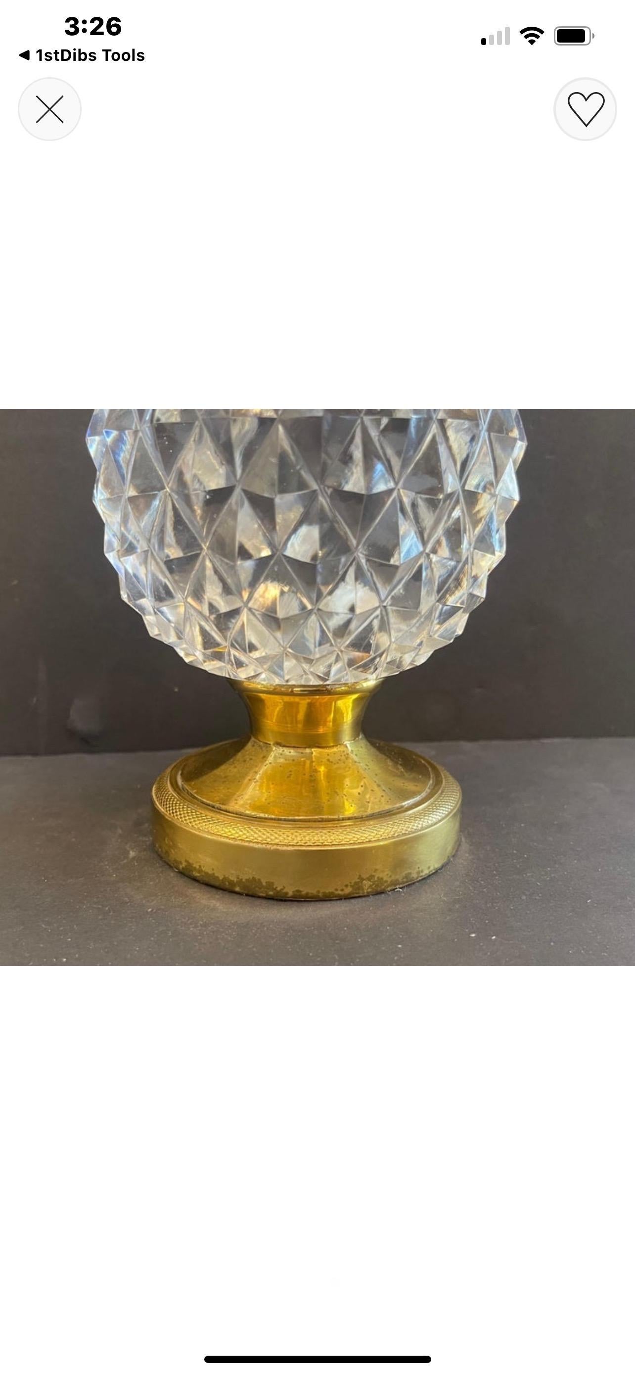 Rare boule d'Escalier gland de gland à gland en laiton facetté et cristal Newel Post Finial Bon état - En vente à Roslyn, NY