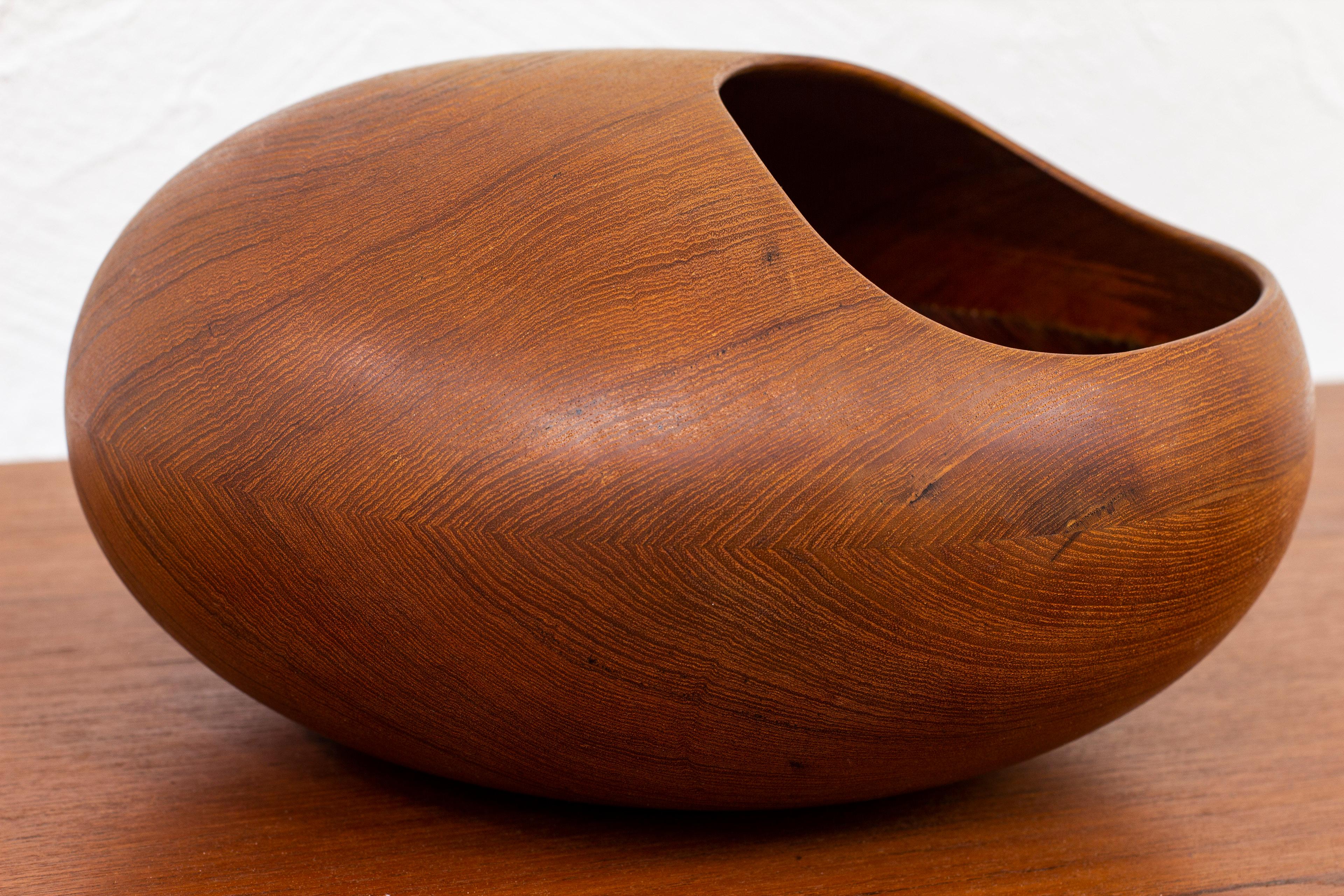 Teak Rare Bowl by Sigvard Nilsson, Söwe Konst. Sweden, 1950s For Sale