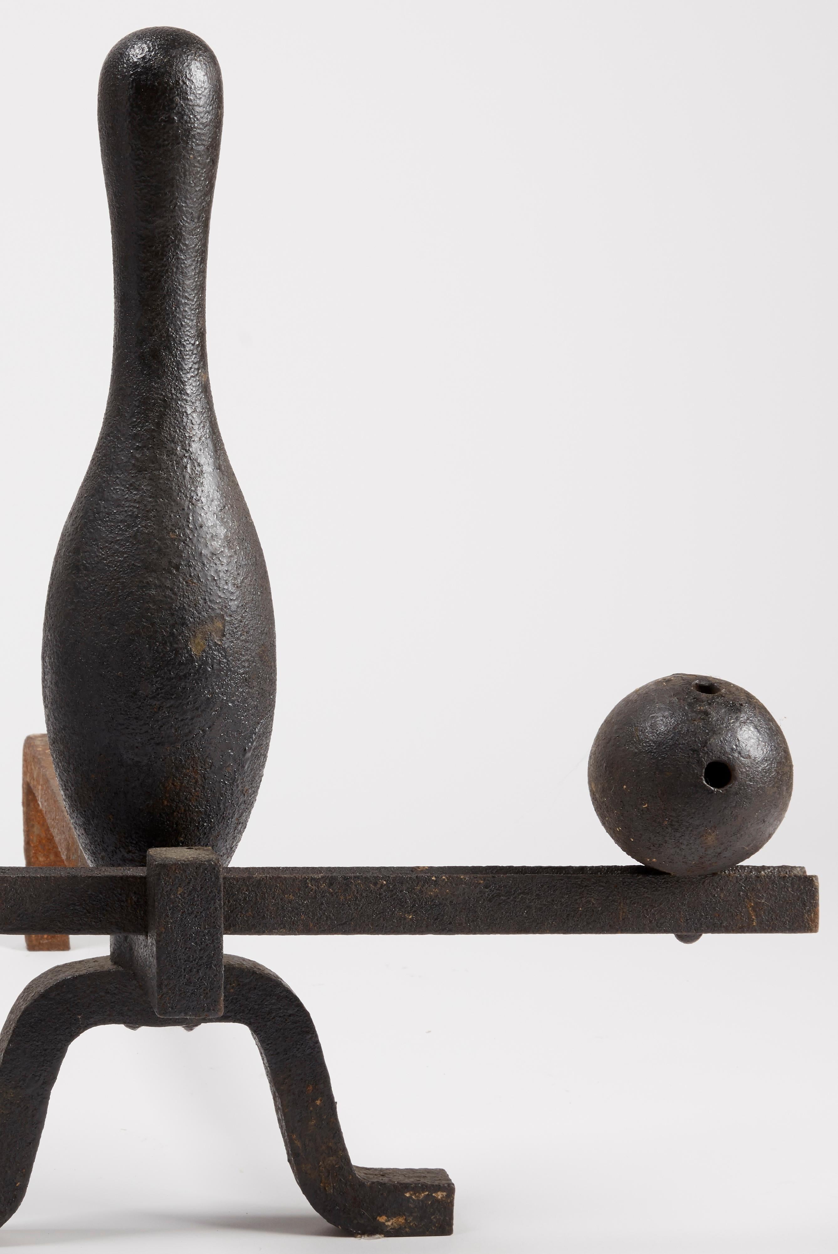 Rare Bowling Andirons Excellent état - En vente à Branford, CT