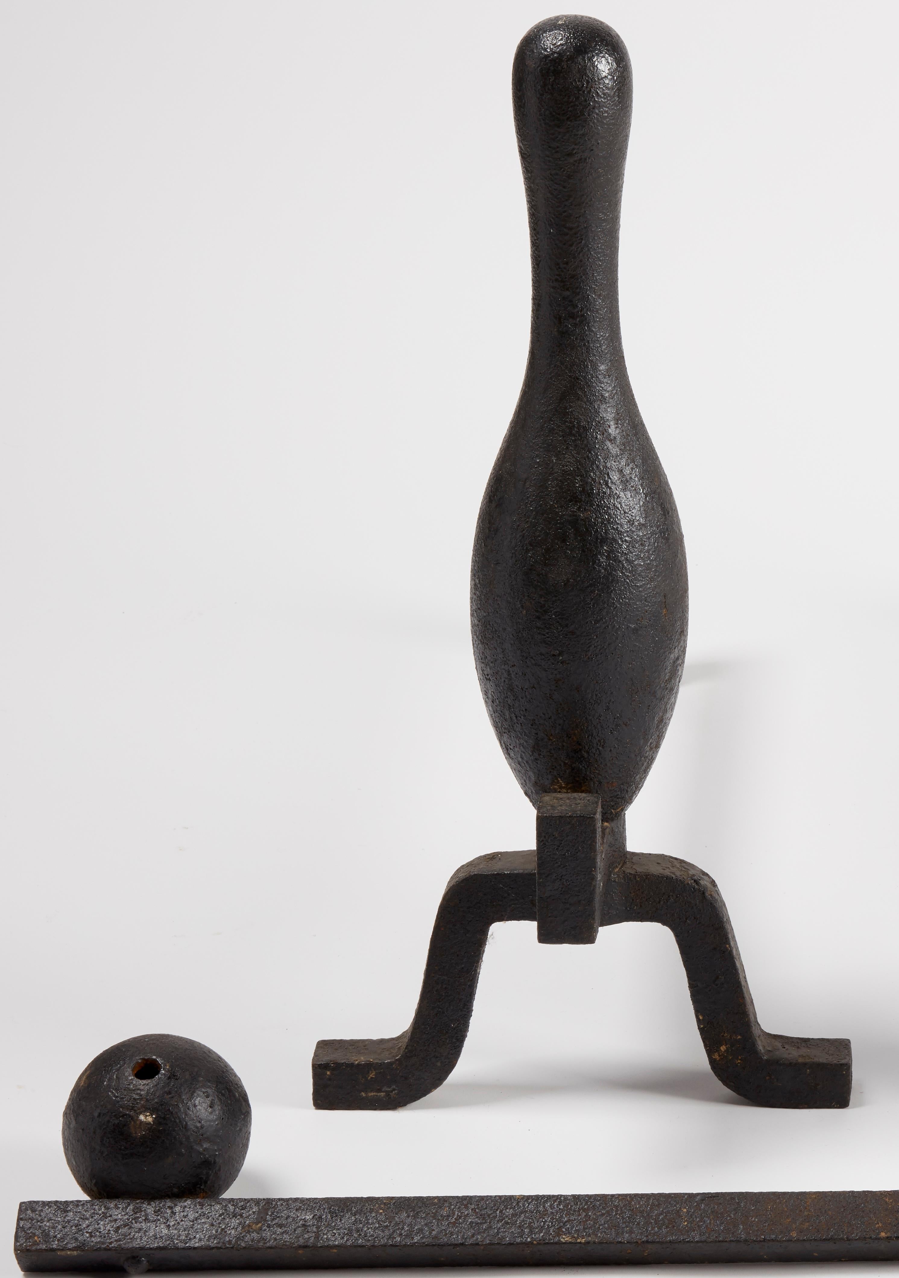 Début du 20ème siècle Rare Bowling Andirons en vente