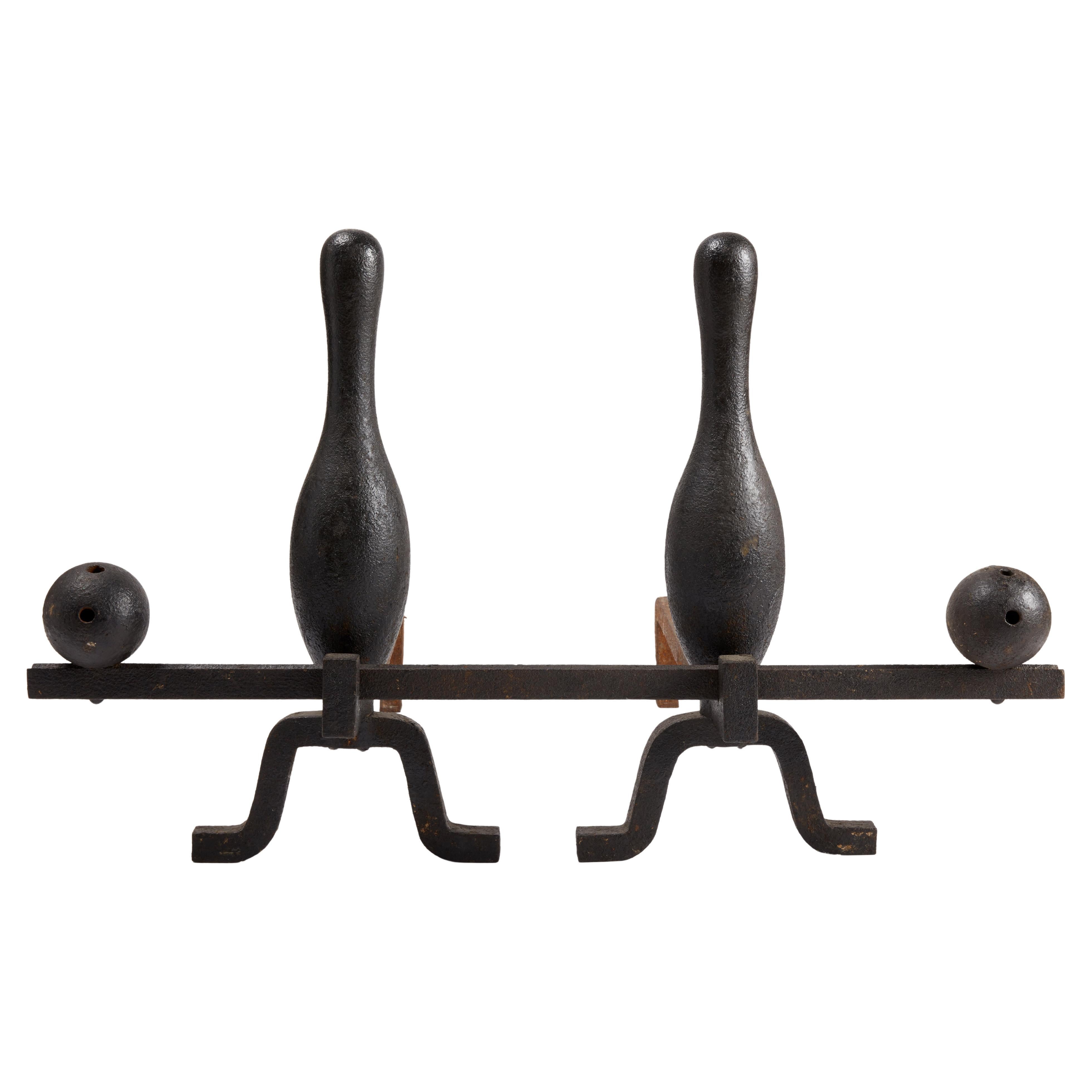 Rare Bowling Andirons