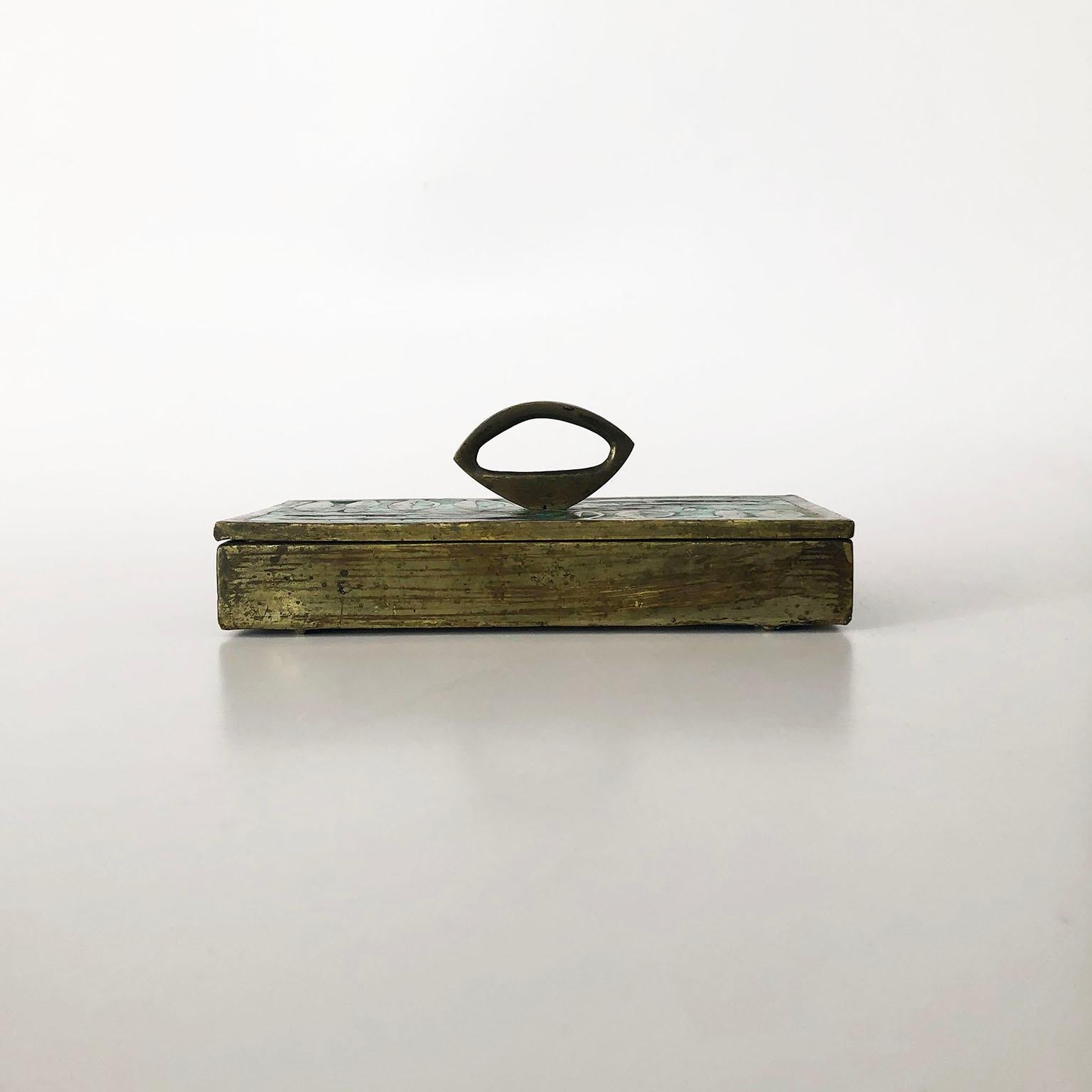 Mid-Century Modern Rare Box Made in Solid Brass and Malachite by Pepe Mendoza