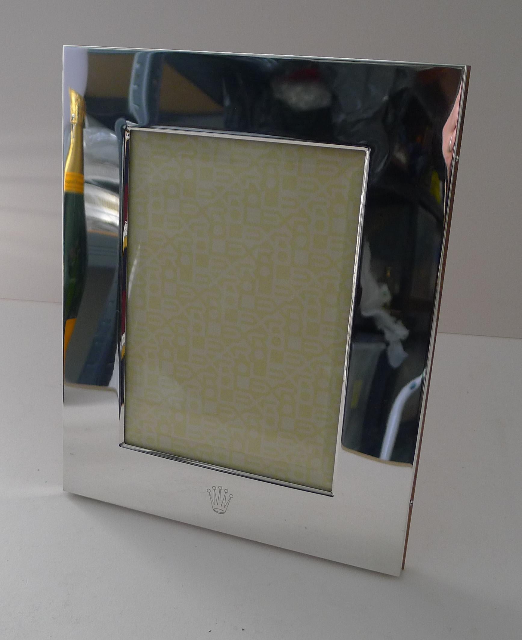 Raro marco de fotografía Rolex de plata de ley en caja c.1980 Italiano en venta