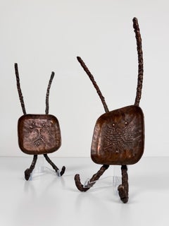 Rare Bragalini Mid-Century Modern Sculptural Wall Coat Hooks in Primitive Style