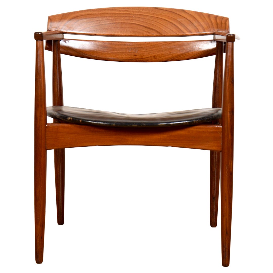 Raro sillón moderno danés Bramin de palisandro y cuero, 1959