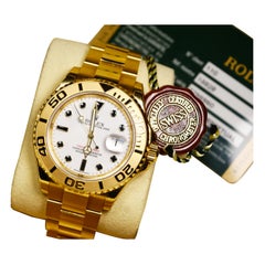 Rare Brand New Rolex Yacht-Master 8k Yellow Gold White Dial Ref 16628