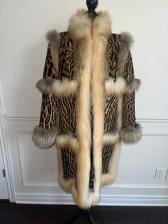 Rare Brand new Vintage Zuki ocelot fur coat trim island fox fur size 12/M