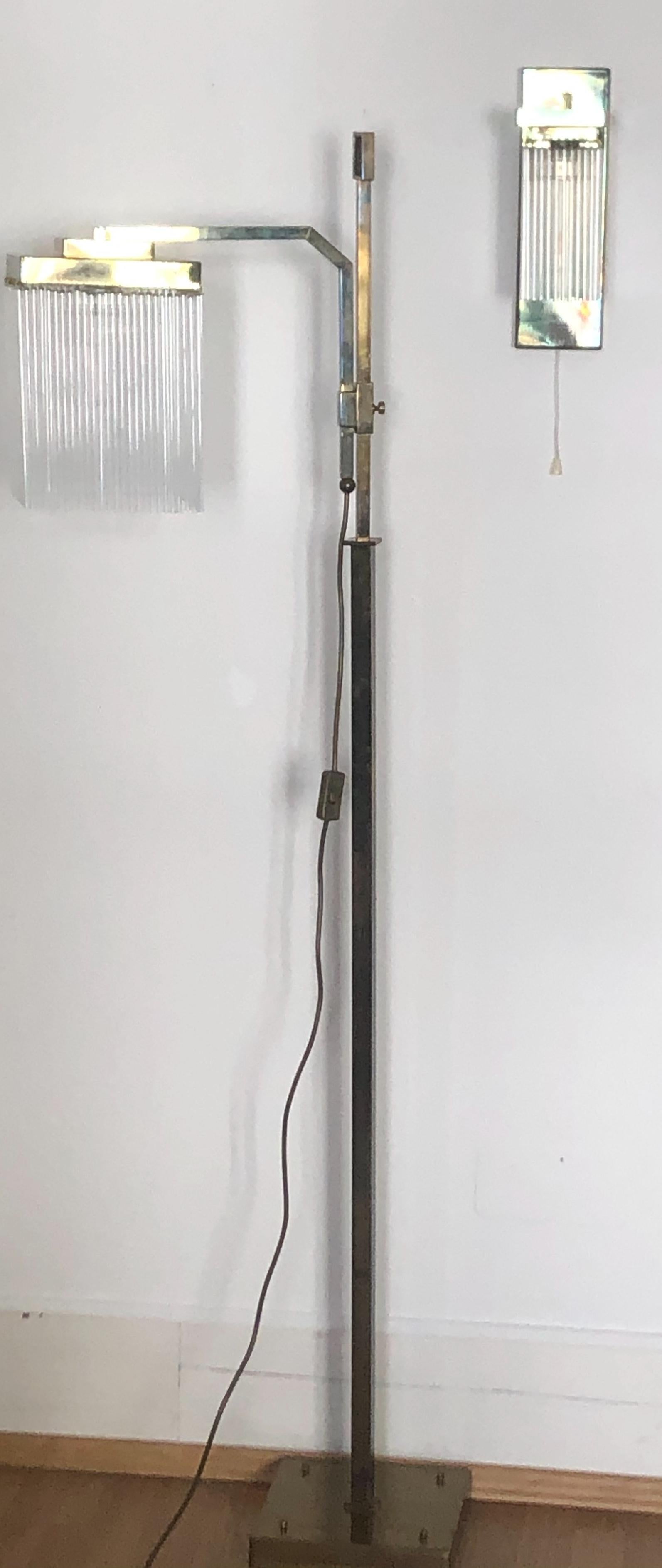 A beautiful and very elegant -brass and glass adjustable floor lamp in the style of Koloman Moser and Otto Wagner,
circa 1990s, Austria, Vienna.
The lamp needs E27 standard screw bulb for illuminate.
Excellent condition.