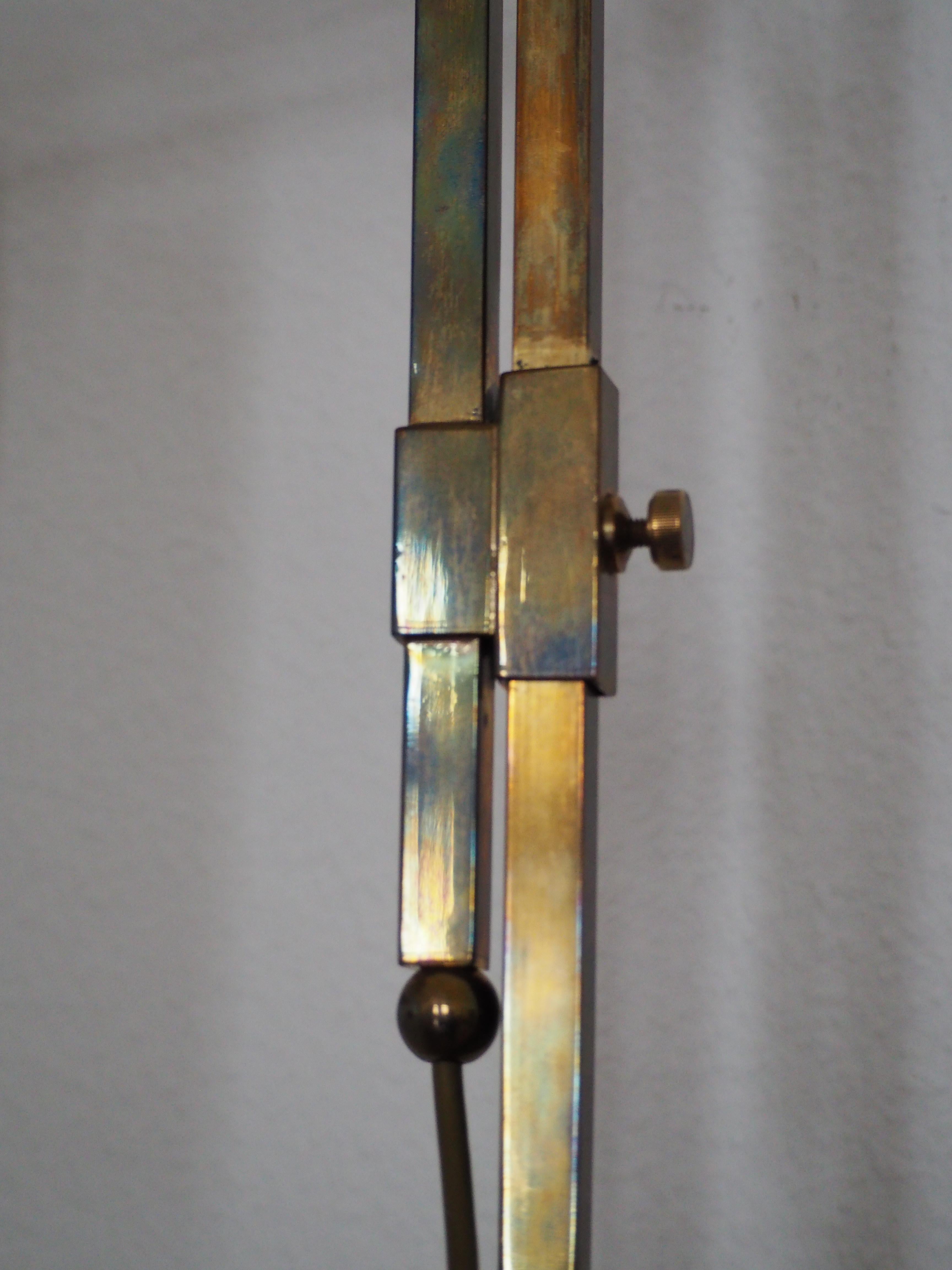 Late 20th Century Rare Brass and Glass Floor Lamp From Vienna, Koloman Moser, Otto Wagner Style