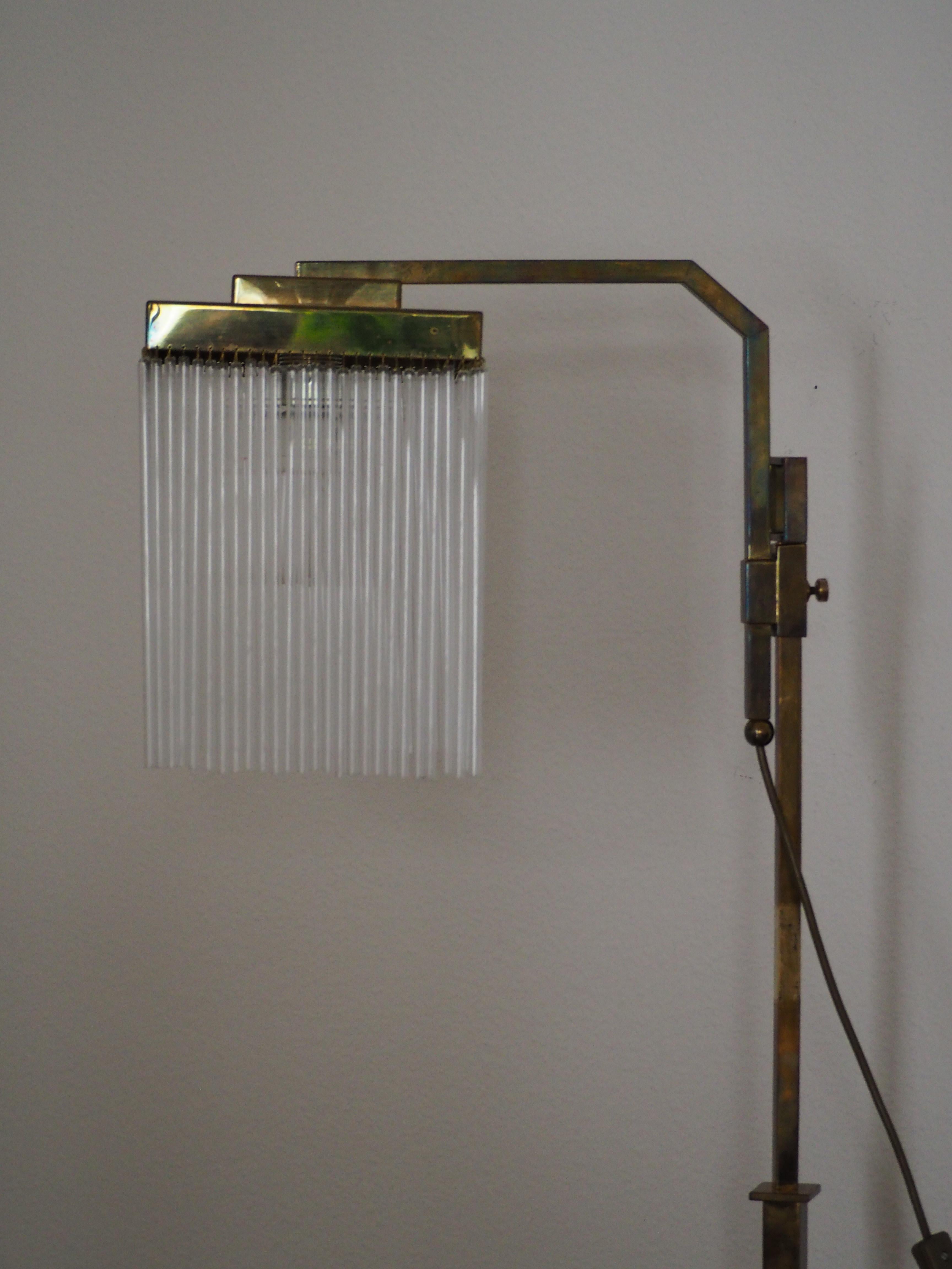 Rare Brass and Glass Floor Lamp From Vienna, Koloman Moser, Otto Wagner Style 1