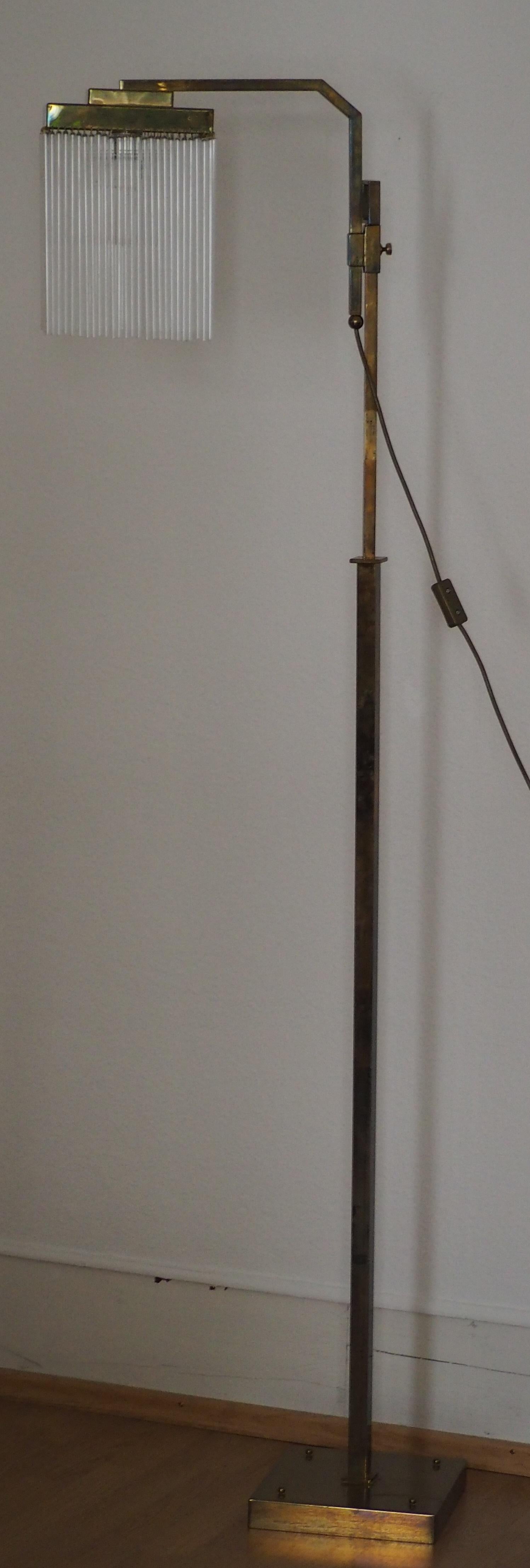 Rare Brass and Glass Floor Lamp From Vienna, Koloman Moser, Otto Wagner Style 2