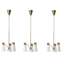 Rare Brass and Glass Pendant Model ER 106/3 by Itsu, 1950s