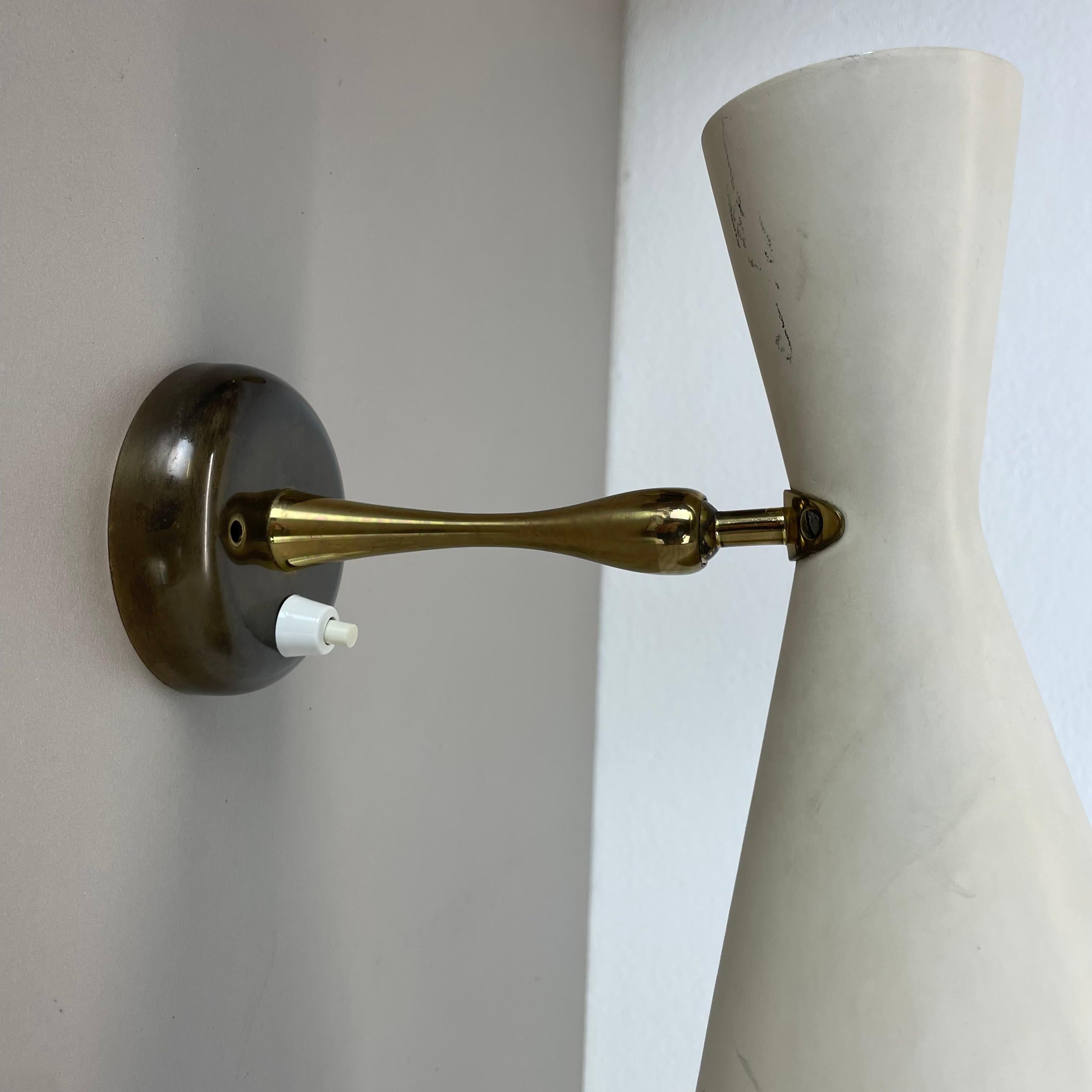 rare Brass and metal DIABOLO Stilnovo Style Theatre Wall Light, Italy 1950s For Sale 1
