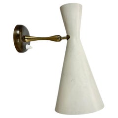 rare Brass and metal DIABOLO Stilnovo Style Theatre Wall Light, Italy 1950s