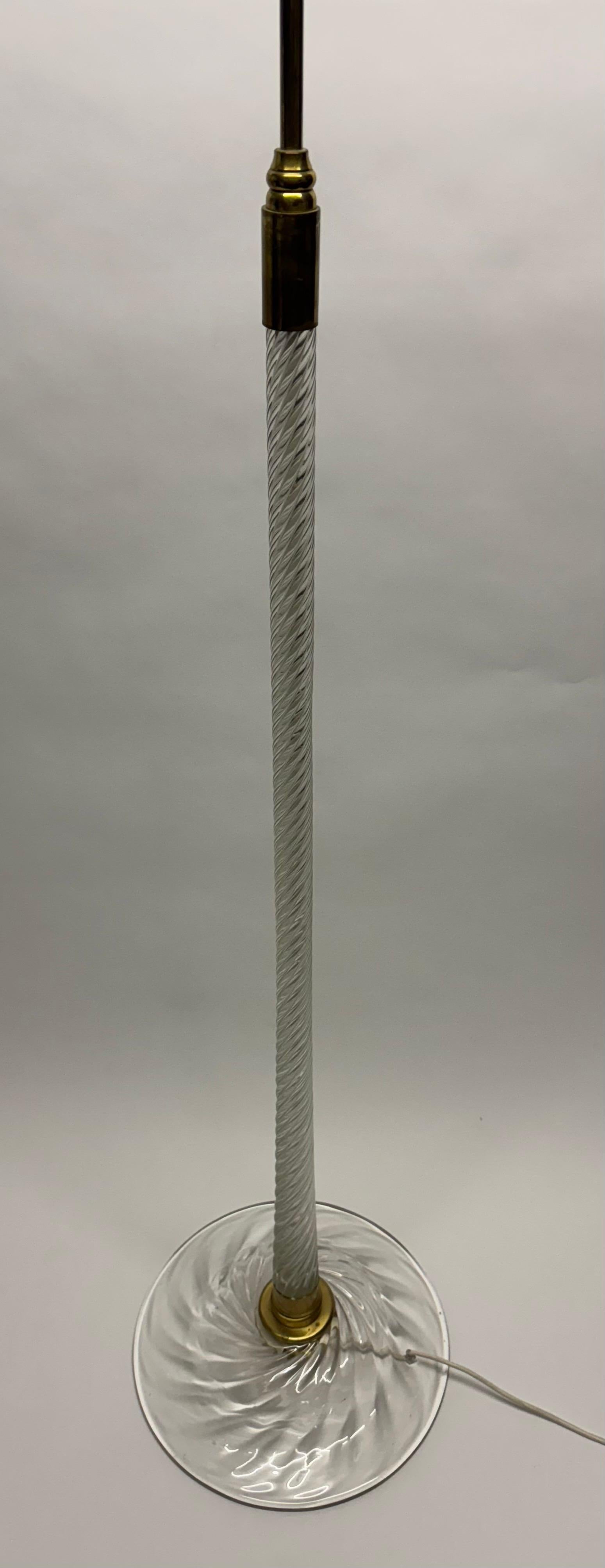 Rare Brass and Murano Glass Floor Lamp by Venini, Italy circa 1950s For Sale 4