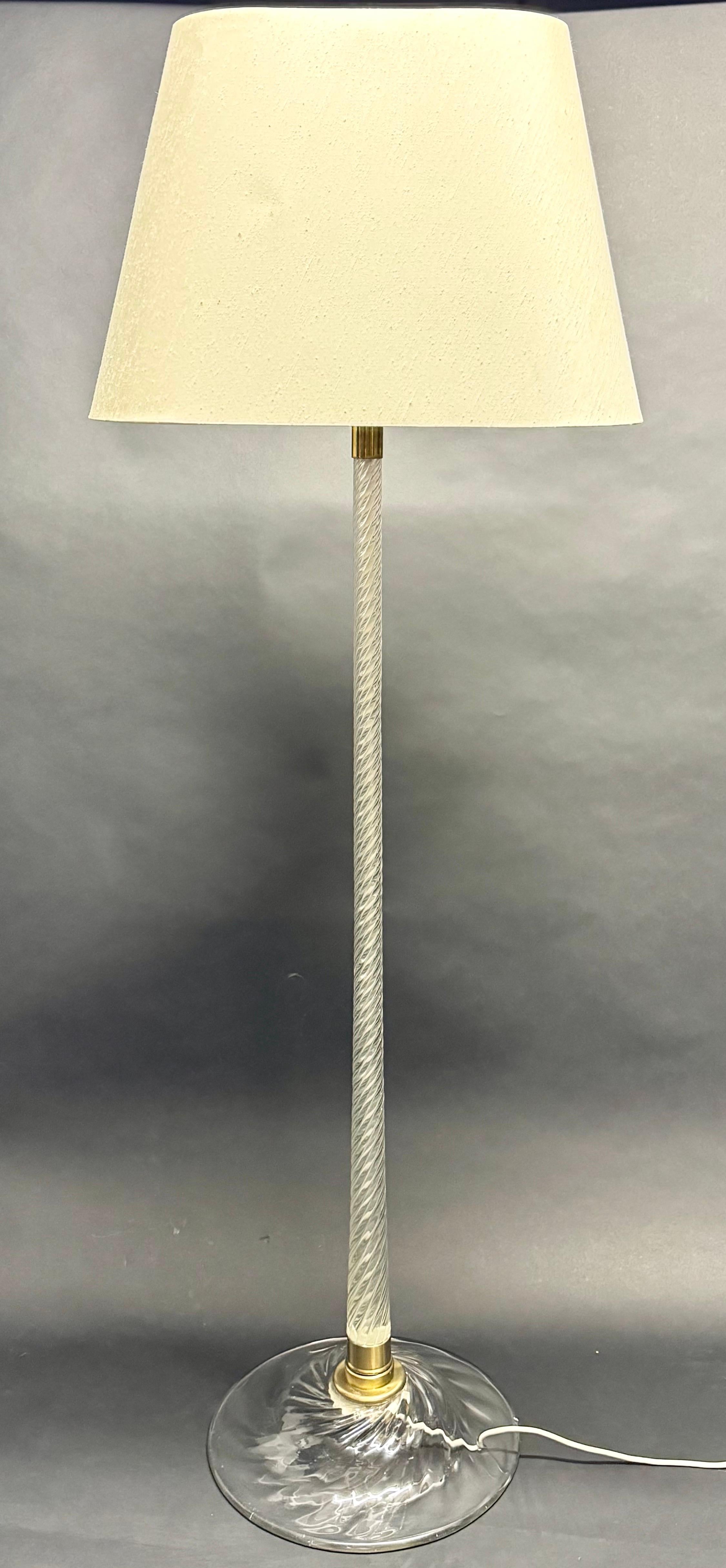 Rare Brass and Murano Glass Floor Lamp by Venini, Italy circa 1950s For Sale 5