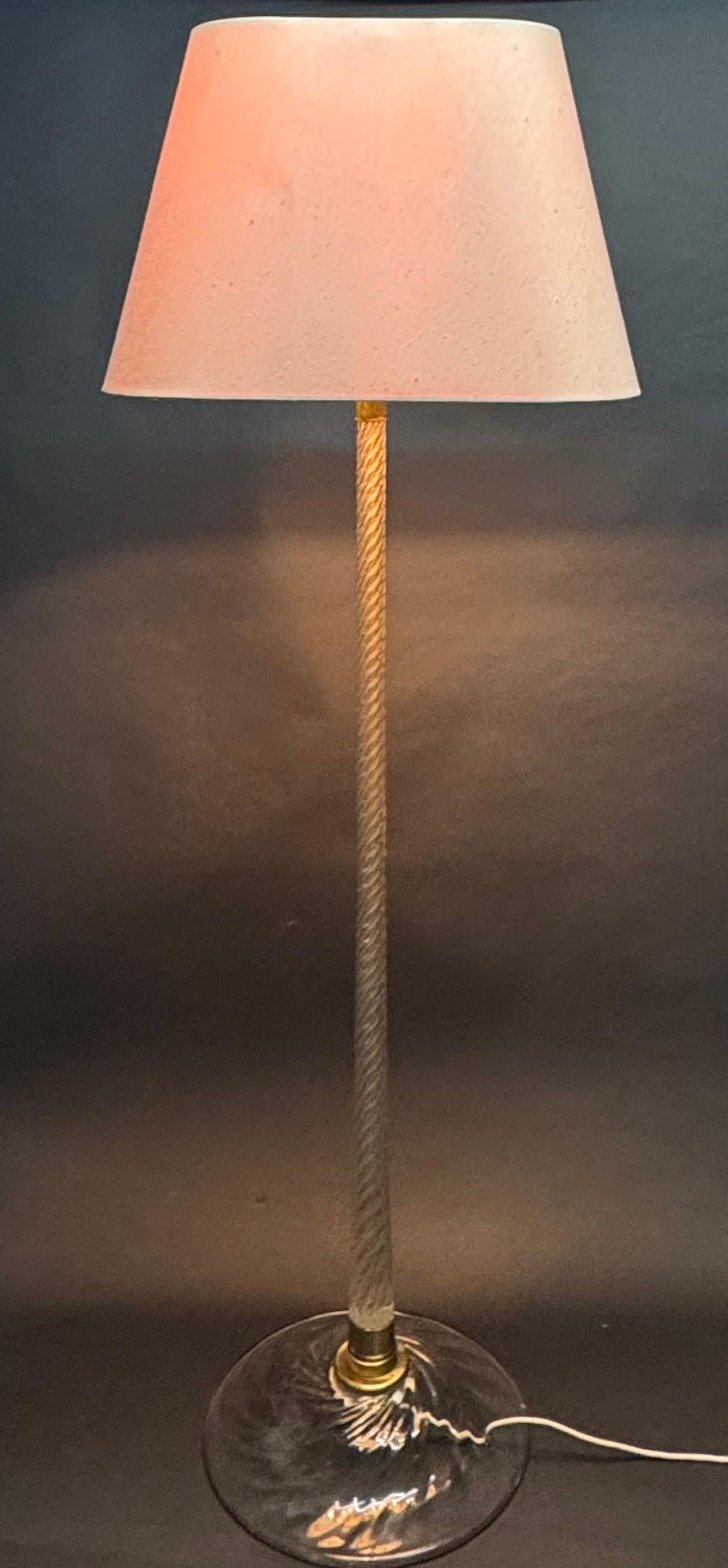 Rare Brass and Murano Glass Floor Lamp by Venini, Italy circa 1950s For Sale 6