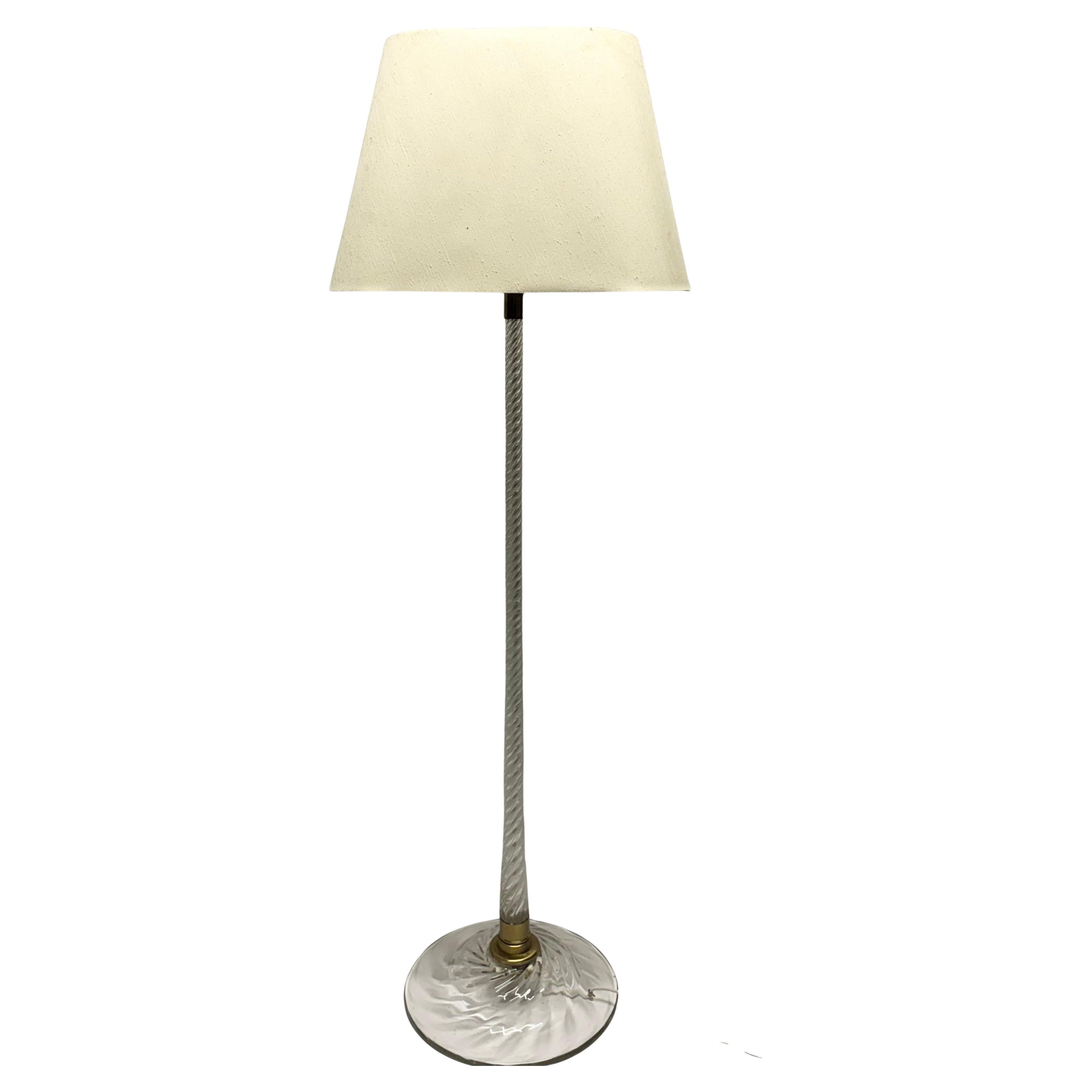 Rare Brass and clear Murano Glass Floor Lamp by Venini, Italy circa 1950s.
Socket: 2 x E27 or E26 (US) for standard screw bulbs.