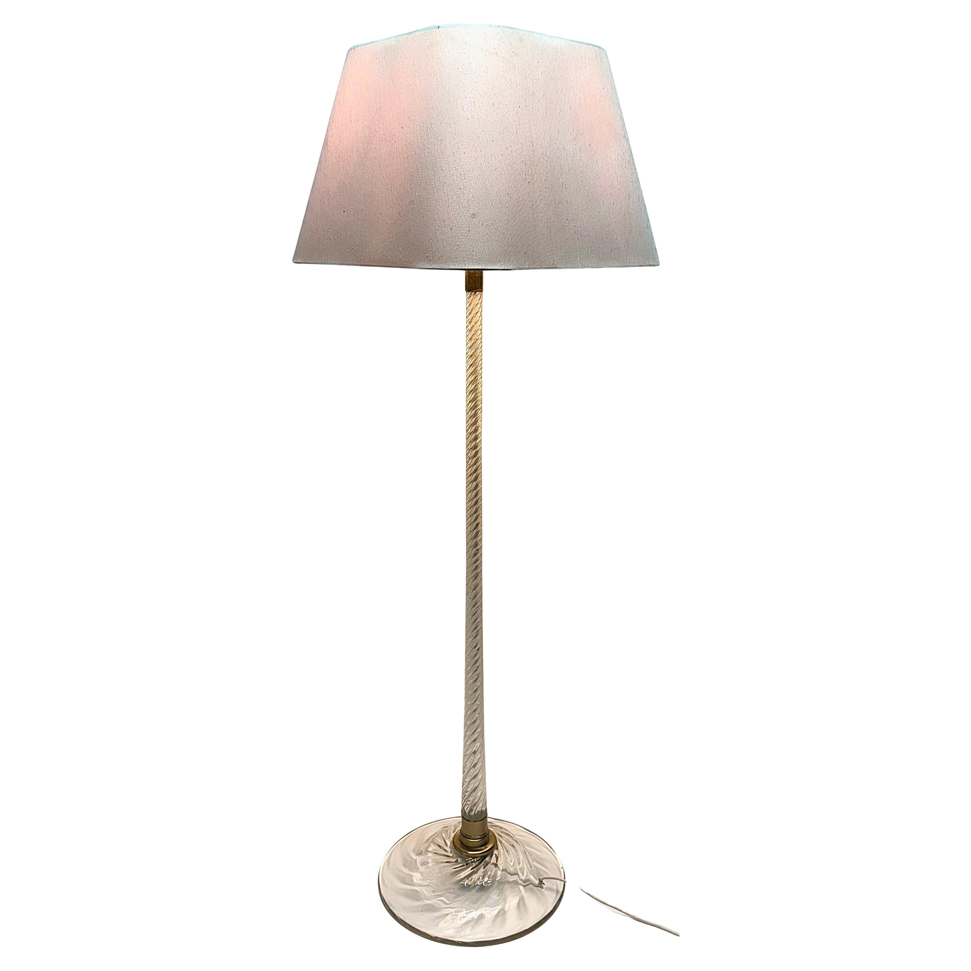 Rare Brass and Murano Glass Floor Lamp by Venini, Italy circa 1950s