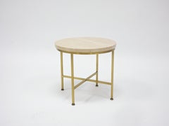 Rare Brass and Travertine Cigarette Table by Paul McCobb